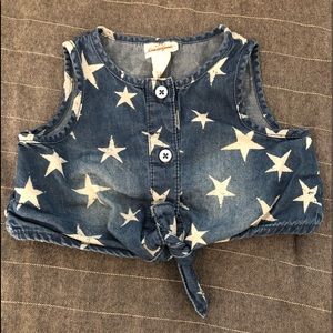 Denim star crop top